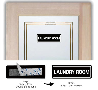 Laundry Room Sign, Premium Durable Acrylic Material, Super Strong Adhesive, Quick Installation, Suitable for Your Home and Business (9 × 3 Inches, Black)