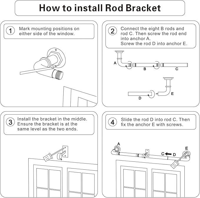 Curtain Rods for Windows 16 to 120 Inches Adjustable Blackout Wrap Around 1 Inch Diameter Curtain Rod, Bronze