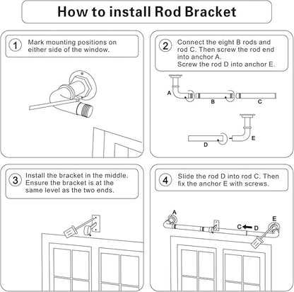 Curtain Rods for Windows 16 to 120 Inches Adjustable Blackout Wrap Around 1 Inch Diameter Curtain Rod, Brushed Nickel