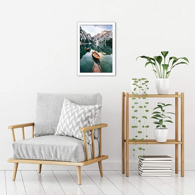 Americanflat 12x18 Poster Frame with Shatter-Resistant Glass - Signature Collection - Gallery-Style Frames Made of Engineered Wood - Photo Frame for Wall Display - White