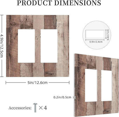 Decorative Outlet Covers Retro Wood Brown Farmhouse Barn Wooden 2 Gang Double GFCI Rocker Electrical Wall Panels Light Switch Cover Plate for Farmhouse Cabin Decor