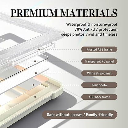 5x7 Picture Frame, Clear Acrylic Photo Frame with White Mat for 4x6 Photos, One-Piece Shatterproof Tool-Free Design, UV-Resistant Waterproof Tabletop Frame for Home Office Decor with 10-Year Warranty