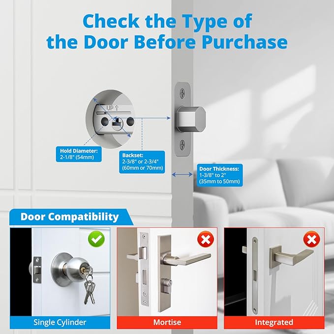 T02 Fingerprint Keyless Entry Door Lock - Built in WiFi, Smart Lock for Front Door, App Remote Control, Auto Lock, Keys, Fob Card, PIN Code Unlock, Touch Keypad Deadbolt with Batteries, Black