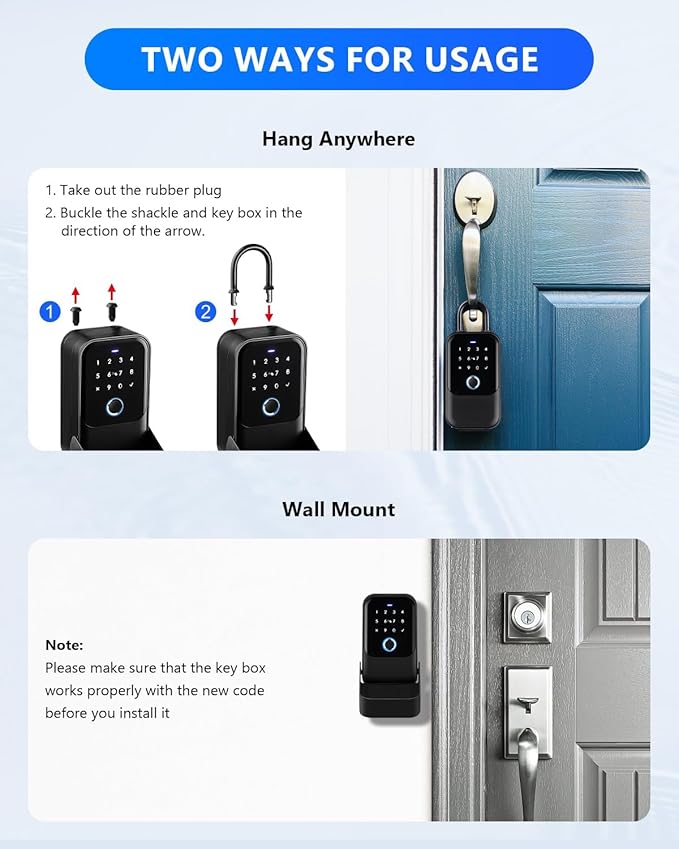 [New]Smart Lock Box,CATCHFACE Wireless Smart Key Lock Box App Control,Share eKey,Key Lockbox Wall Mount&Door Handle,Electronic LockBox Realtor/Home/Office/Warehouse/Vrbo/Cars