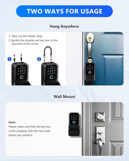 [New]Smart Lock Box,CATCHFACE Wireless Smart Key Lock Box App Control,Share eKey,Key Lockbox Wall Mount&Door Handle,Electronic LockBox Realtor/Home/Office/Warehouse/Vrbo/Cars