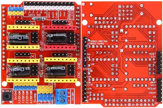 DAOKI CNC Shield V3.0 Expansion Board Kit with Board for Arduino, 4PCS DRV8825 Stepper Motor Driver and Heatsink, 10PCS Jumper Cap, USB Cable for Engraving Machine