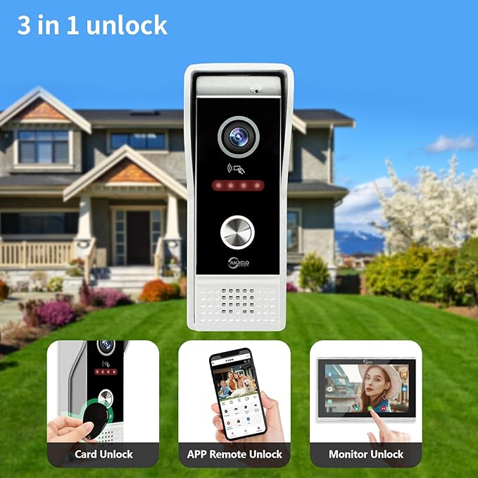 Video Doorbell Intercom System,10 Inches Touch Screen (Black) Video Doorbell Door Phone System,Support Remote Unlock, Dual-Way Intercom,Night Vision for Villa House Apartment (1-Camera + 2-Monitor)