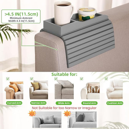 GEHE Couch Cup Holder, Anti Falling Couch Drink Holder, Natural Bamboo Sofa Cup Holder Armrest Tray, More Safe for You Family, Portable Couch Arm Tray Table for Remote/Snacks/Cellphone/Drinks/Cup