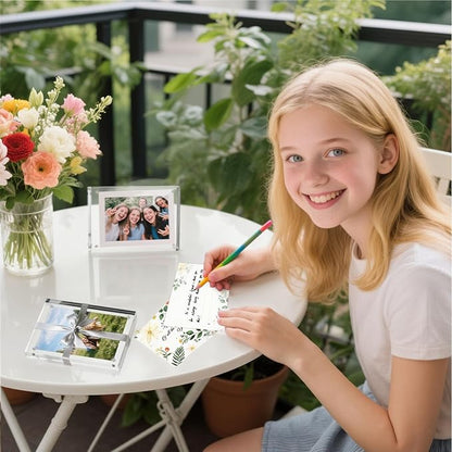 JOHOUSE 5 Pack 4 x 6 Acrylic Picture Frames, Double Sided Magnetic Photo Frames Self Standing Frameless Transparent for Desktop Display Gifts for Women