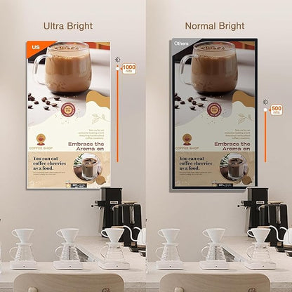 50 Inch 4K UHD 1000nits Wall Mount Digital Signage Slim Fit Frameless Commercial Display digital menu board Advertising Screen 4-32GB Android 11.0 with HDMl in