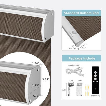 SmartWings Motorized Smart Roller Shades in Light Filtering, Electric Blinds with Remote for Windows Compatible with Alexa/Google Home/Homekit, Customized, 5% Openness Aventus Chocolate