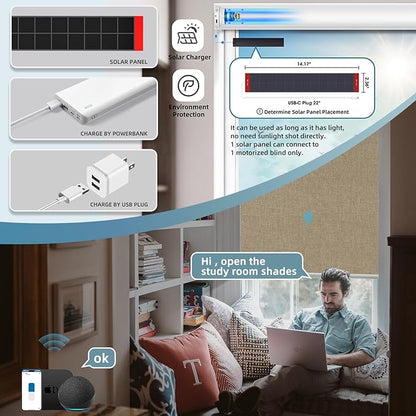SmartWings Motorized Blinds Shades for Window Remote Control Smart Blind Shade Work with Apple Homekit Thread Z-wave Alexa Automatic Roller Shade Blackout Customized 16"-110"W (Bouvardia Light Brown)