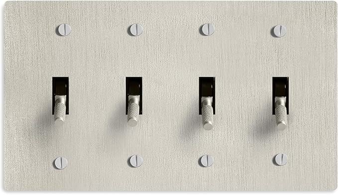 Select 15A 120V AC 4-Gang Toggle Switch, Vintage Satin Nickel Plated Single Pole 3 Way Compatible Wall Mount Toggle Switch, Included Faceplate & Switch Module, UL Listed