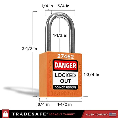 TRADESAFE Lockout Tagout Locks Set - 7 Orange Loto Locks, Lockout Locks Keyed Different, 2 Keys Per Lock, OSHA Compliant Lock Out Tag Out Padlocks, Safety Padlocks for Electrical Lockout Tag Out Kits