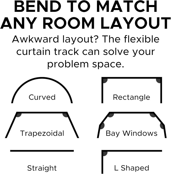 Aluminum Flexible Ceiling Curtain Track – 3ft-6.6ft / 2m Bendable Wall/Ceiling Mount Rail, Smooth Glide System for Bay Windows, RVs, Room Dividers, Showers – Easy Install & Custom Fit