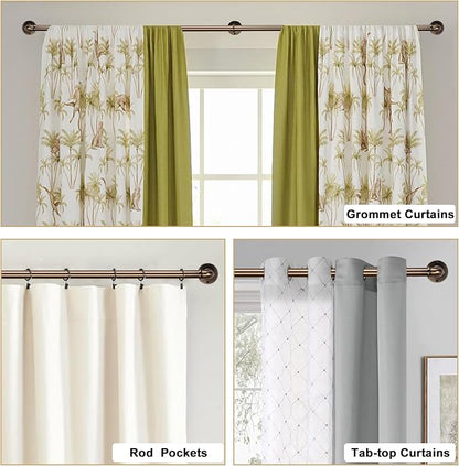 Industrial Curtain Rods 18 to 45 in,Blackout Curtain Rod,Adjustable Length,1 in Diameter Pipe,Wall or Ceiling Mounted,for Bedroom and Living Room (Antique Brass18” to 45”)