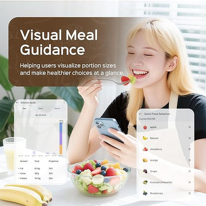 Smart Nutrition Food Scale with App Sync, Tracks 23 Nutrients (Calories Carbs Protein Fat), Digital Kitchen Scale for Weight Loss & Meal Prep, with High-Definition Touch Color Display Screen