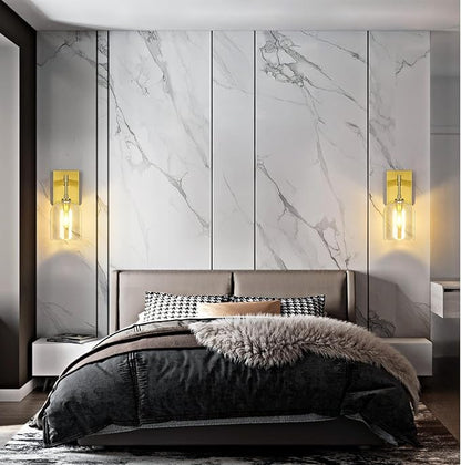 Modern Crystal Wall Sconces Set of Two Indoor Gold Wall Lamp Vanity Wall Lighting for Bathroom Bedroom Living Room Stair（2Pack）