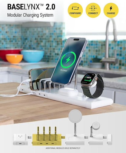 Scosche BL2MD BaseLynx™ 2.0 Vert, 60W USB-C Vertical Charging Station for Multiple Devices, Charger Organizer with 3 PD Fast Charge Ports, Modular System Compatible with Apple iPhone & iPad, White