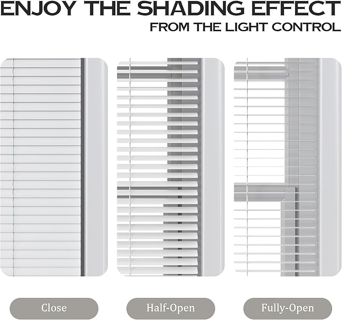 Motorized Cordless Aluminum Blinds with Remote, Automatic Room Darkening Horizontal Blinds for Indoor Window, Light Adjustment Waterproof Blinds, Customized for Home, Office, White