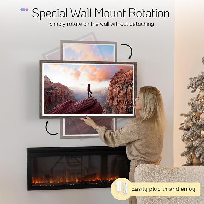 NexFoto Large Digital Picture Frame 32 Inch Touchscreen, 64GB WiFi Electronic Photo Frame FHD 1920 * 1080, Add Photos from Google Photos, Share Videos, Gifts for Christmas/Mom/Grandparents, Dark Wood