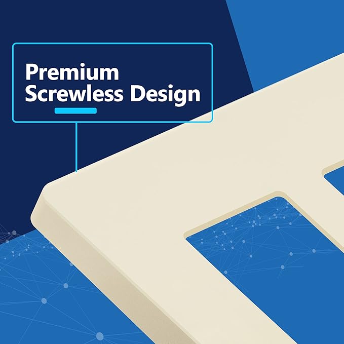 LIDER Matte Finish Double Decorator Switch Cover, Screwless Wall Plate, Mid-Size 2-Gang 4.88" x 4.92", Unbreakable Polycarbonate Thermoplastic, UL Listed, LSWP-32M-LA10P, Light Almond, 10 pack