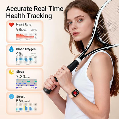 Fitpolo Smart Watch for Women, 1.85" AMOLED Fitness Tracker with Bluetooth Call, Heart Rate/Sleep/SPO₂ Monitor, 100+ Sports Modes, 3ATM Waterproof Smartwatch for Android/iPhone, Includes 2 Bands
