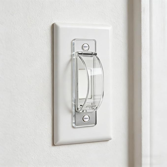 2 Pack Toggle Light Switch Cover Guard Child Proof Wall Light Switch Lock Protects Your Lights from being Accidentally Turned On or Off by Children and Adults, Clear