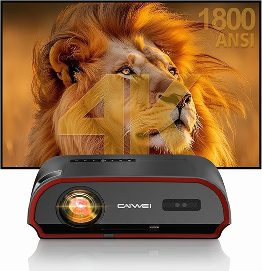 2025 Smart 4K Projector for Daylight Viewing |1800ANSI Lumens, Android TV & WiFi 6 | 300" Home Theater & Outdoor Movie, DSP Audio & Bluetooth 5.2, HDMI , USB, Focus & Keystone, Rear Ceiling Mounted