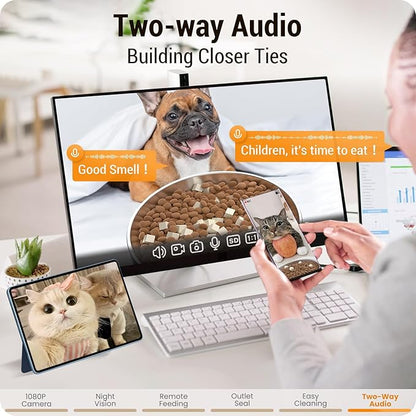 5L Automatic Cat Feeder with 2K HD Camera: 5G WiFi Automatic Dog Feeder with Night Vision,Cat Food Dispenser with Freshness for Multiple Pets,Detachable for Easy Clean-21 Cup (Sealed Outlet)