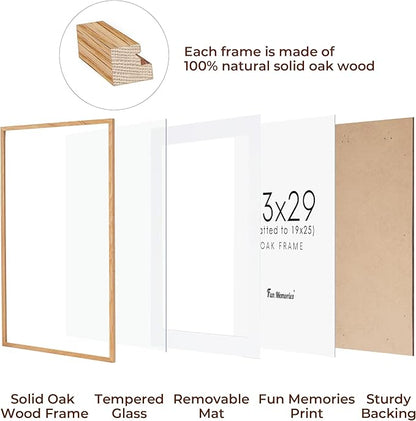 23x29 Oak Wood Frame, 23"x29" Poster Frames, 23 x 29 Picture Frame with Mat for 19x25, Rustic Wood Frames 23 x 29 with Real Glass, 23" x 29" Art Frame, 23x29 Puzzle Frames (Natural Oak Color, 1 Pack)