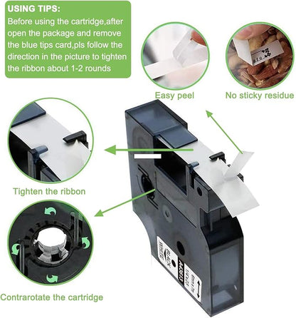 Freshworld Compatible with Dymo D1 Label Tape 1/4 Inch 43613 S0720780 Label Maker Refills d1, Black on White 6mm Refills, for LabelManager 160 210D 260P 280 360D Printer COLORPOP, 23 Ft, 6-Pack