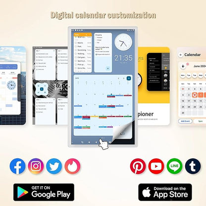 32 inch Digital Calendar,electronic digital wall touch screen smart calendar with Google Play Multi-calendar Sync for planner&personal organizers Wall/Desk Stand