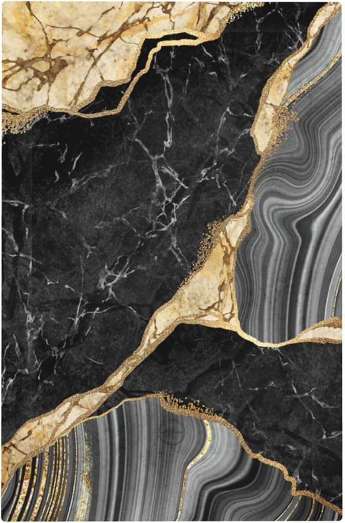 Decorative Light Switch Plate Covers Modern Abstract Black Gold Marble 1 Gang No Device Single Blank Outlet Covers Wall Plate Light Switch Cover Plate for Bathroom Kitchen Decor
