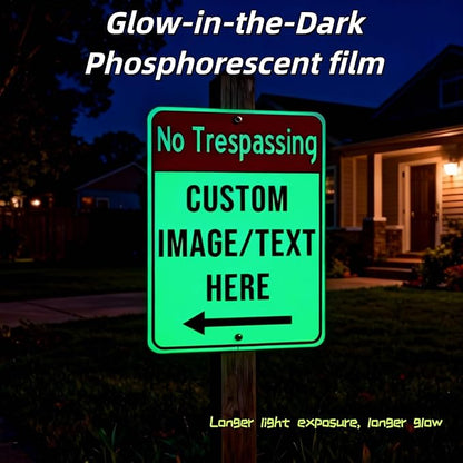 Custom No Trespassing Sign – 30x36 Inch Large Private Property Aluminum Outdoor Sign, Rust-Free, Weatherproof, Reflective Option, Glow-in-the-Dark, Single/Double Sided