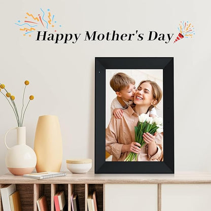Digital Picture Frame 10.1 Inch Smart WiFi Digital Photo Frame IPS HD Touch Screen Video Call Photo Frame with 16GB Storage, Auto-Rotate, Easy Setup to Share Photos or Videos Remotely via AiMOR APP