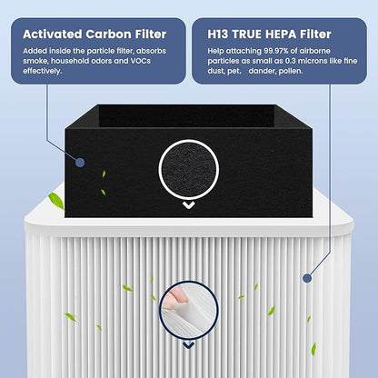 211+ Filter Replacement Compatible with Blue Pure 211+ and 211+ Auto Air Purifier, 2-Stage Filtration System of H13 True Filter & Activated Carbon Filter, 1 Pack