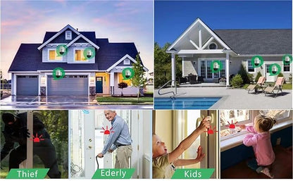 Window Alarm Sensors Door Alarms for Kids Safety , Home Security for Pool, Burglar Alarm, Dementia Patients Open (10Pack)