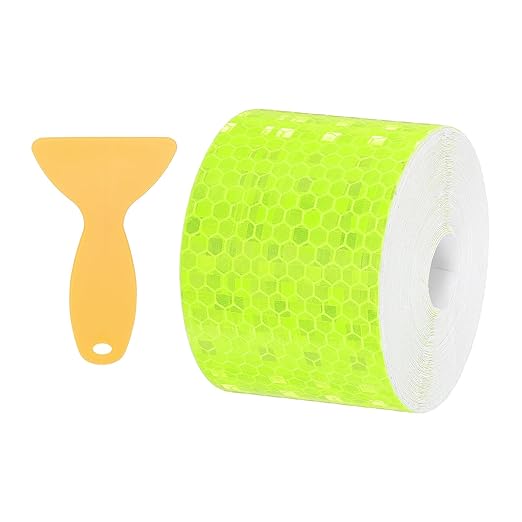 PATIKIL 2 Inch x 33 ft Reflective Tape, 1 Roll Waterproof Self Adhesive High Visibility Caution Warning Safety Tape Reflector with Scraper for Trucks Trailers Cars, Bright Green
