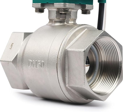 U.S. Solid 2" Motorized Ball Valve with US Plug 110VAC Stainless Steel Electrical Ball Valve,Auto Return, Normally Closed, IP65
