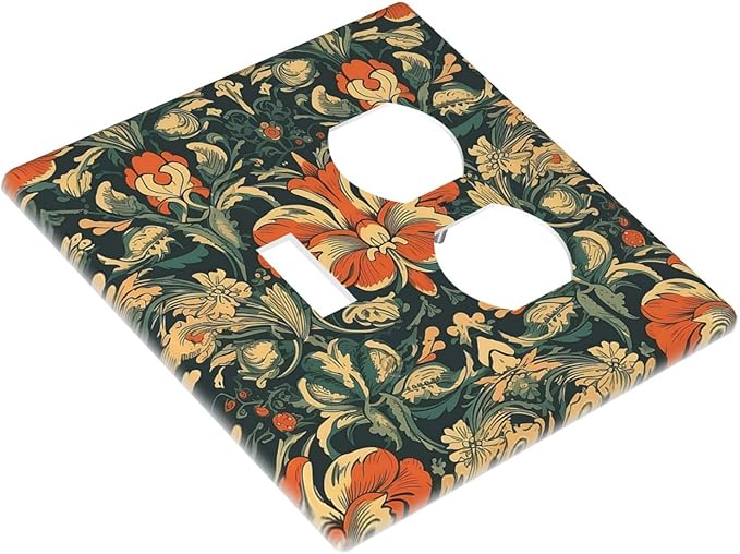 Wallplates William Morris Abstract Floral Plant Pattern Orangeyellowgreen 1 Toggle 1 Duplex Switch Plate Electrical GFCI Faceplate Decorative Light Switch Covers for Bedroom living Room