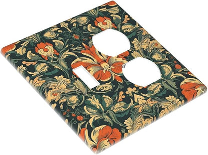 Wallplates William Morris Abstract Floral Plant Pattern Orangeyellowgreen 1 Toggle 1 Duplex Switch Plate Electrical GFCI Faceplate Decorative Light Switch Covers for Bedroom living Room