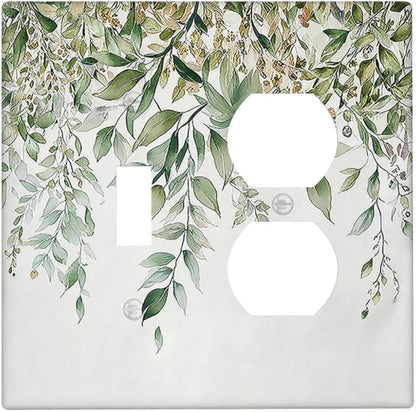 Wallplates Sage Green Eucalyptus Watercolor Plant Leaves 1 Toggle 1 Duplex Switch Plate Electrical GFCI Faceplate Decorative Light Switch Covers for Bedroom Bathroom Decor
