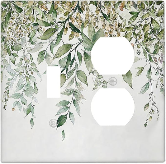 Wallplates Sage Green Eucalyptus Watercolor Plant Leaves 1 Toggle 1 Duplex Switch Plate Electrical GFCI Faceplate Decorative Light Switch Covers for Bedroom Bathroom Decor