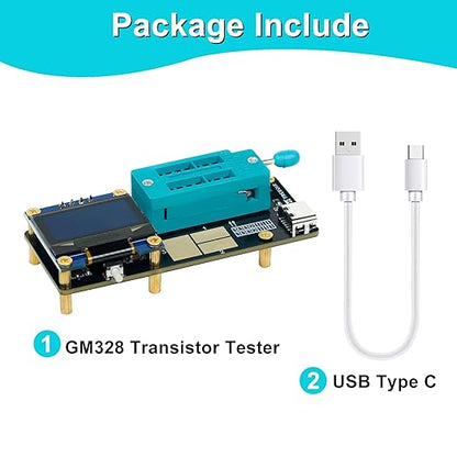 GM328 Transistor Tester – Mosfet Transistor Capacitor Tester, LCR/ESR Meter, SMD Electronic Component Tester for Diode/MOSFET/Capacitor/Resistor (PNP/NPN/Triode/Zener)