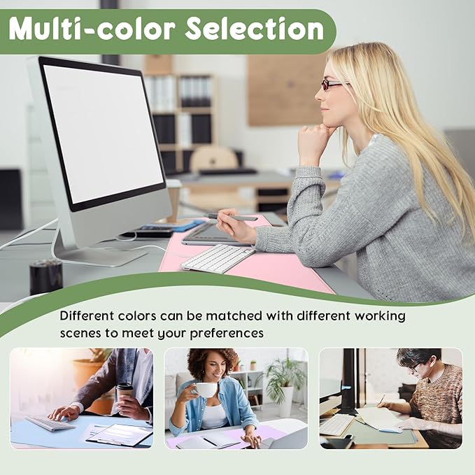 Konohan Heated Large Desk Mat PU Leather Warm Mouse Pad with 5 Heating Level & 4 Hour Auto Shut-Off Heating Keyboard Pad Warmer Gaming Mice Mat Only Supports 110v(Gray-Green Color,31.5" X 13")