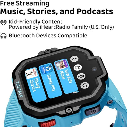 TickTalk 5 Kids Smart Watch with GPS Tracker, Voice & Video Calling, Texts, SOS & Parental Controls | Safe 4G LTE Smartwatch with Free Music, Reminders & School Mode for Boys & Girls Ages 3-12