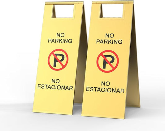 2-Pack No Parking Sign, stainless steel,24 Inch Height, Double Sided A-Shaped Frame No Parking Sign, Folding No Parking Signs for Outside, Lawn, Driveway, Garage, Yard, Fire Lane