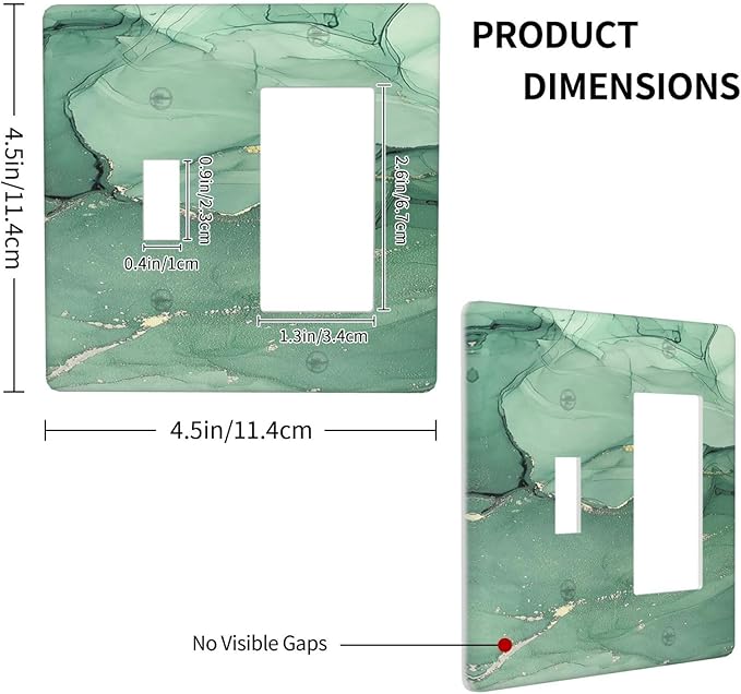 Outlet Covers Simple Green Marble 1 Toggle 1 Rocker Combination Decorative Wall Plate Electrical Switch Plates Light Switch Cover Plate for living Room Office Decor