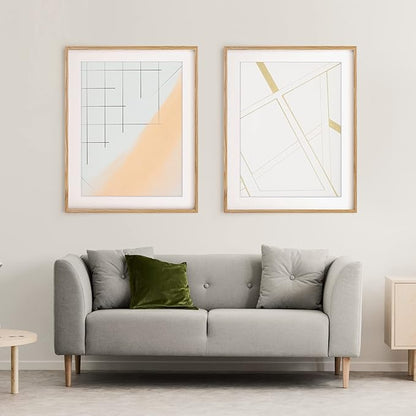 22x28 Picture Frame, 22 x 28 Poster Frame - Solid Oak Wood and Tempered Real Glass, 22"x28" Wood Frame, 22x28 Picture Frame Matted to 18x24, 22 by 28 Art Frame, Natural Oak Color
